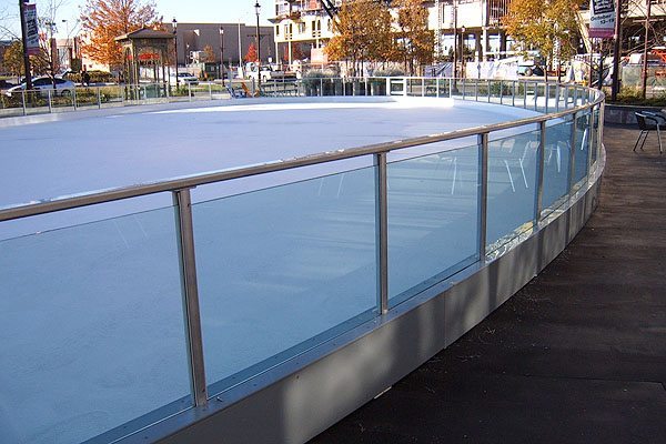 Outdoor rink with dasher boards