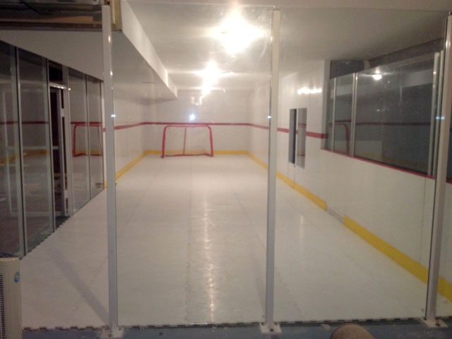 basement hockey practice room